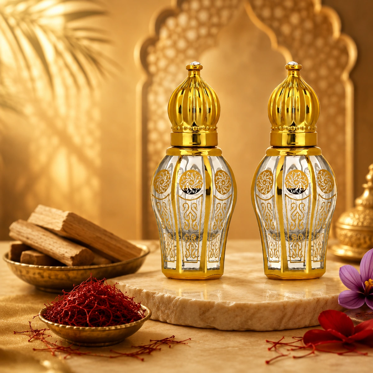 Peflora Chandan Kesar Attar Combo — 2 × 12 ml